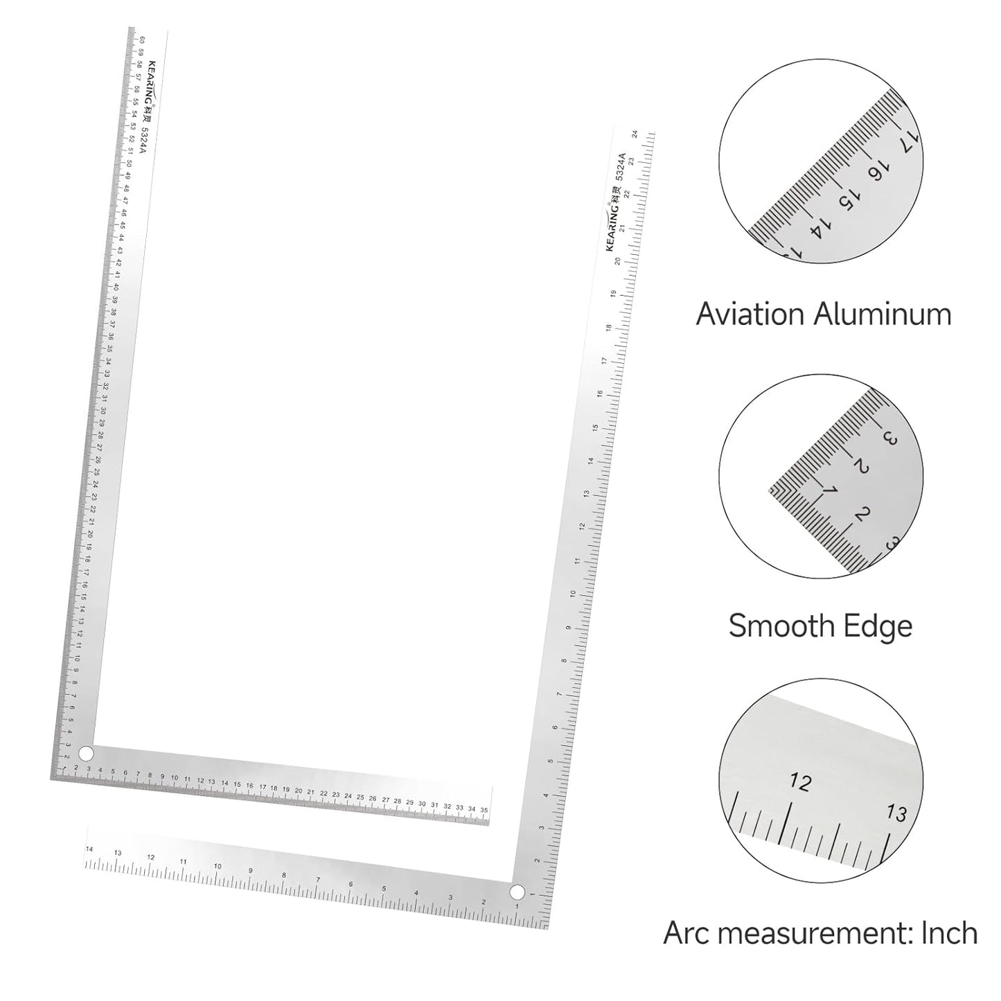 Double Sided L Square Ruler, Aviation Aluminum Ruler