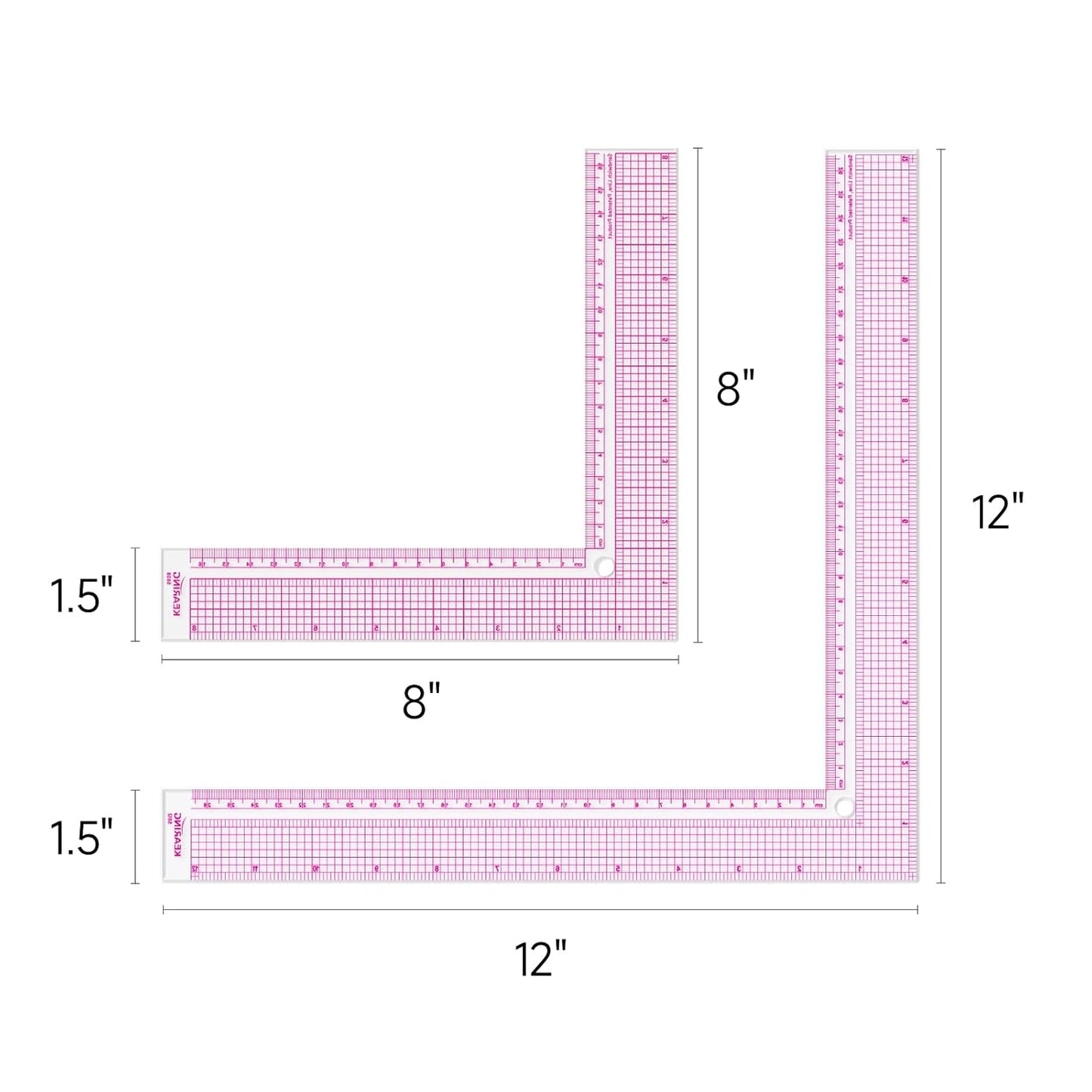 Plastic L Square Ruler, Clear Framing Square Ruler - Imperial and Metric Markings