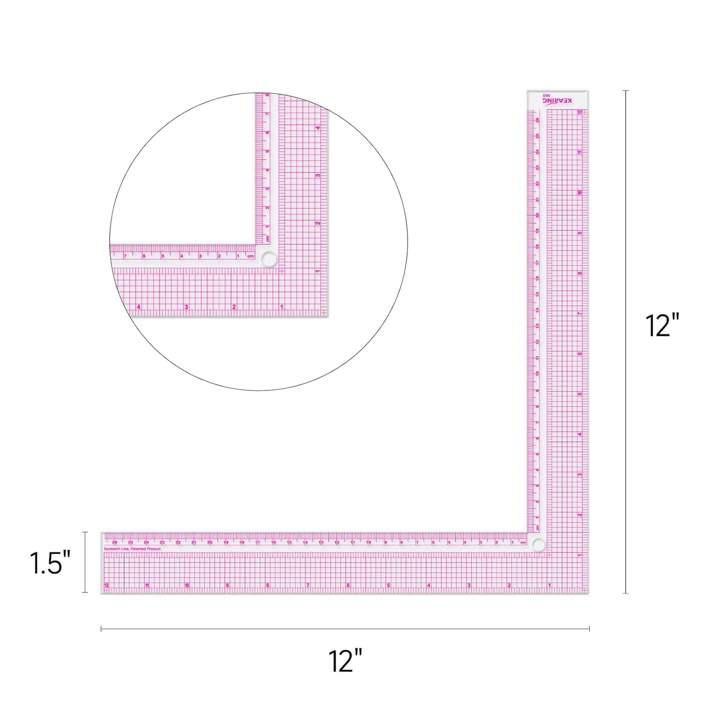 Plastic L Square Ruler, Clear Framing Square Ruler - Imperial and Metric Markings