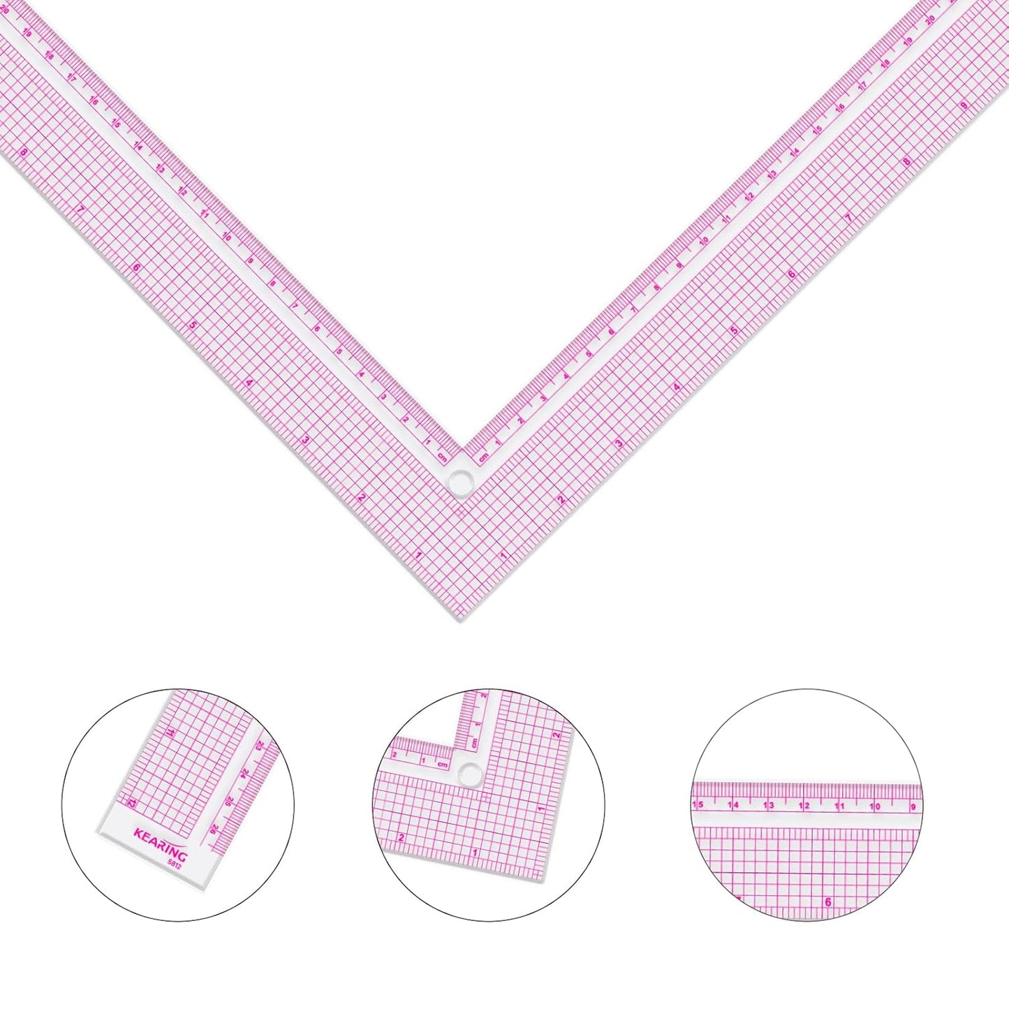 Plastic L Square Ruler, Clear Framing Square Ruler - Imperial and Metric Markings