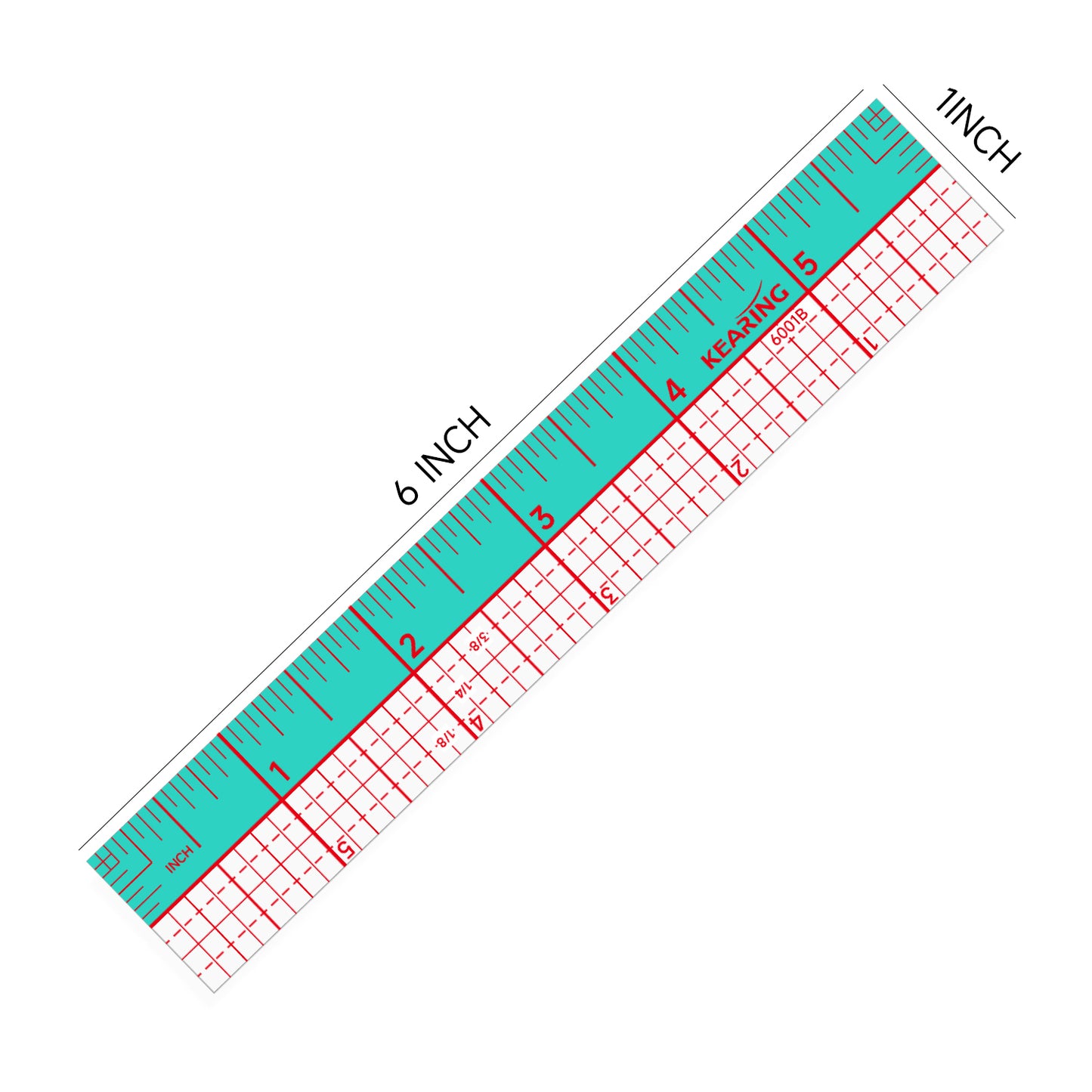 Kearing® 6001B Dual-Color Non-Slip Pattern Grading Ruler 1"×6" 6001B