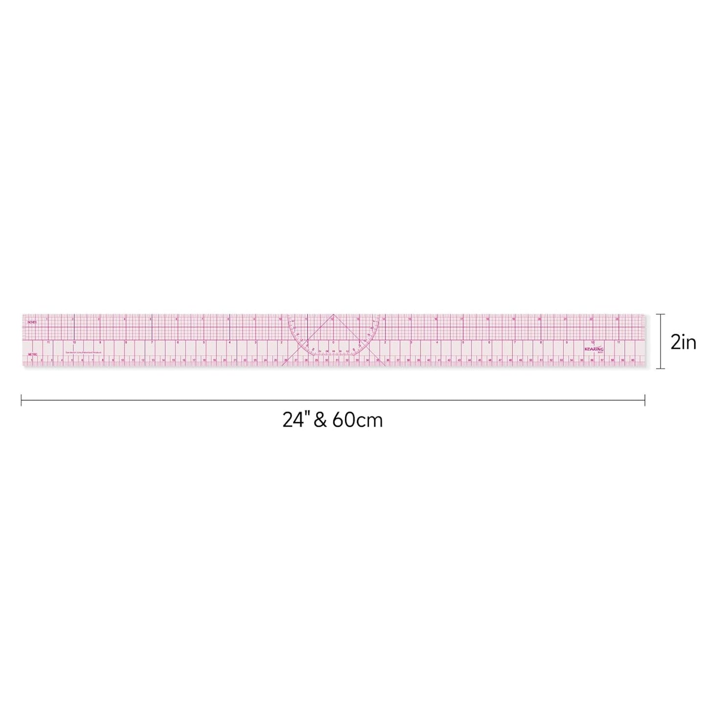 Clear Sewing Graph Ruler, Dual Imperial and Metric Markings