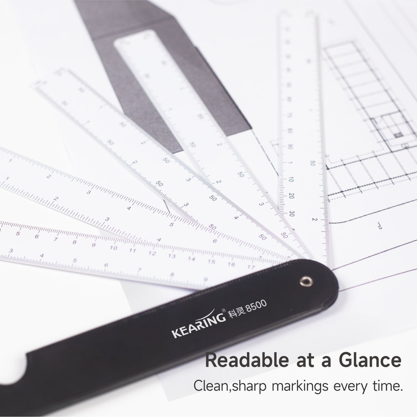 Fan-Shaped Plastic Scale Ruler – Multi-Scale Drafting & Measuring Tool