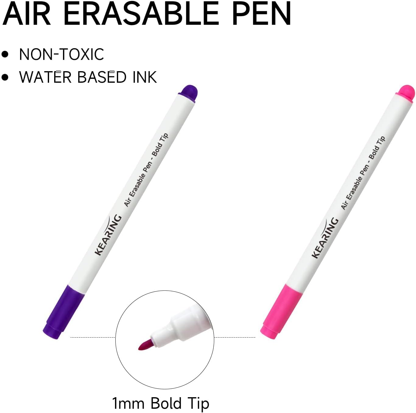 Air Erasable Pen Set for Fabric Pink or Violet, 12 Pack