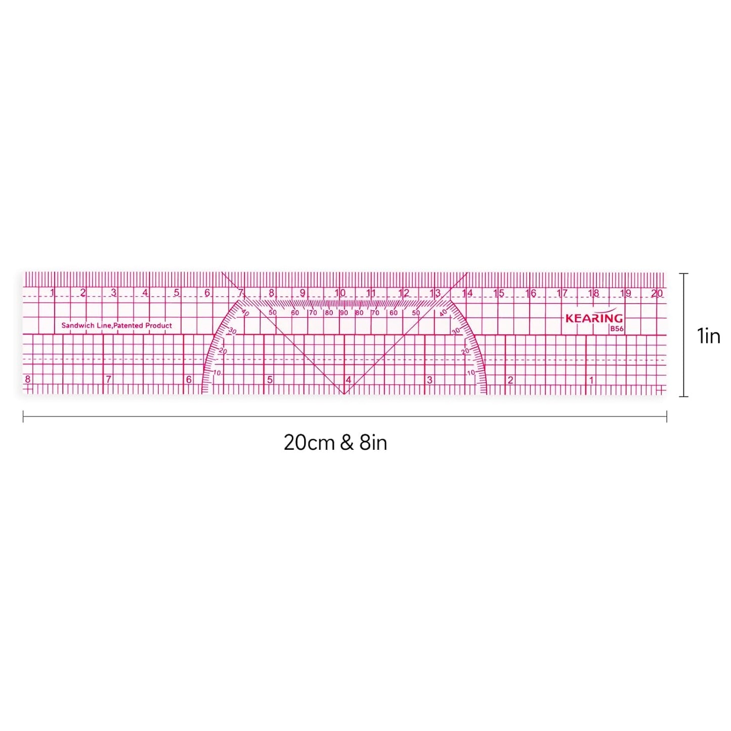 Clear Sewing Graph Ruler, Dual Imperial and Metric Markings