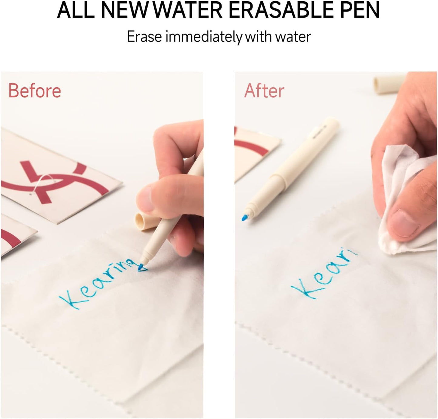 White Water Erasable Marking Pen for Fabric, Smooth Touch Disappearing Ink