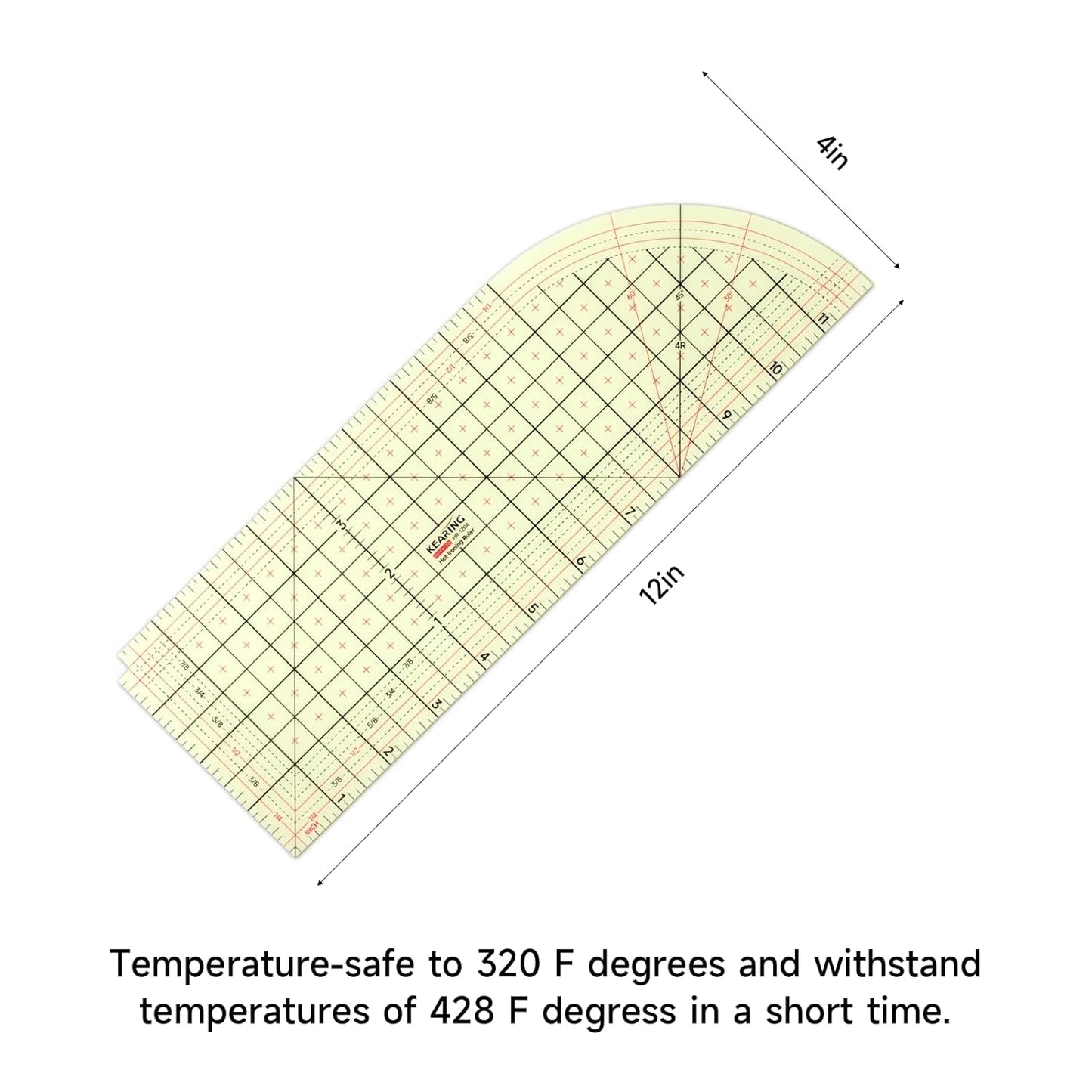 Hot Hem Ruler, Patented Heat Resistant Non-Slip Hot Ironing Ruler