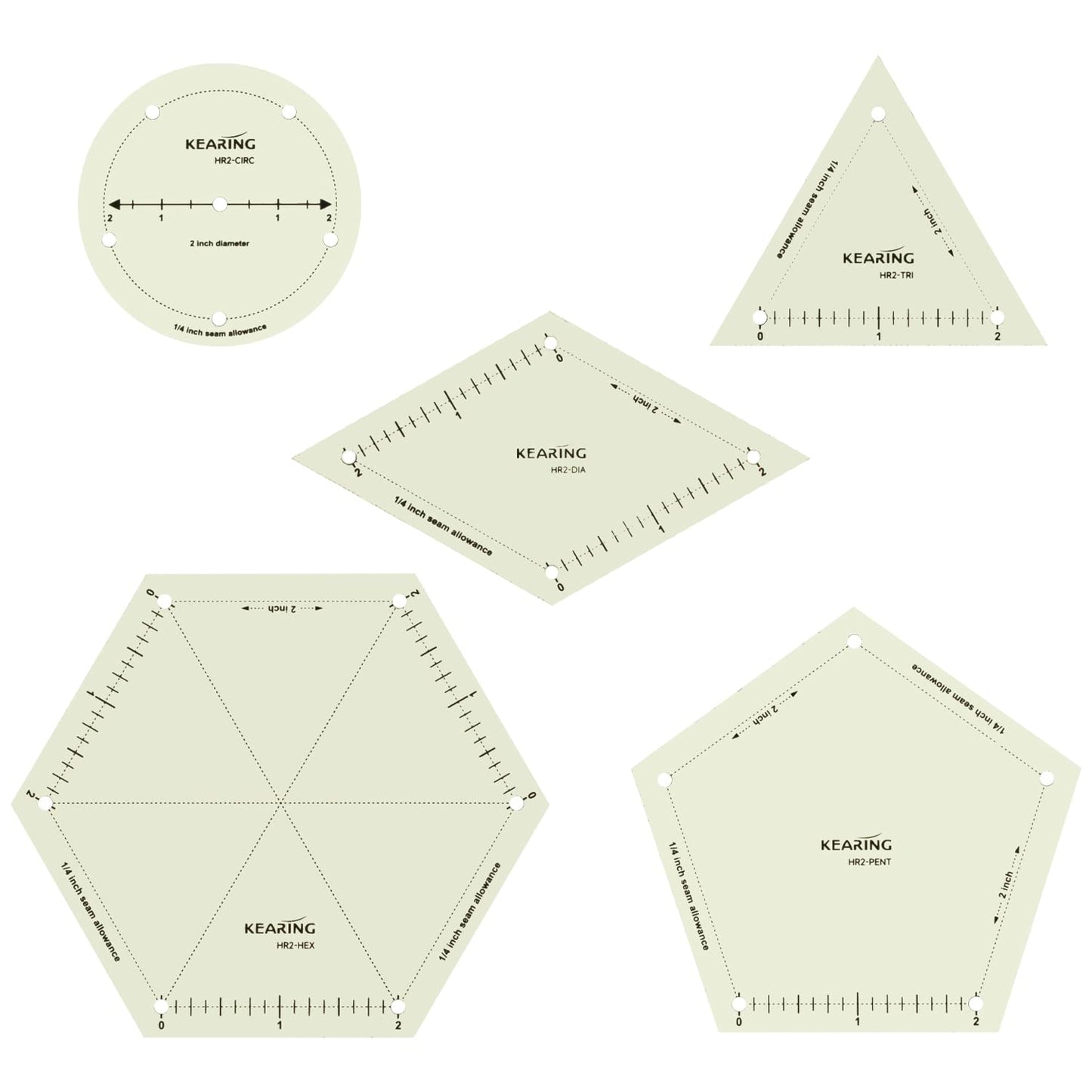Hot Hem Ruler Template Set 5 Piece, Patented Heat Resistant Non-Slip
