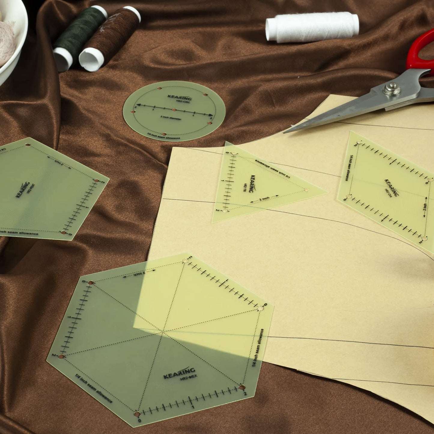 Hot Hem Ruler Template Set 5 Piece, Patented Heat Resistant Non-Slip