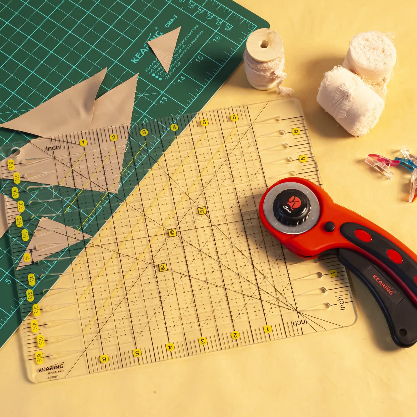 Large Slotted Quilting Ruler, Non-Slip Stripology Acrylic Ruler, 6.5" or 18.5"