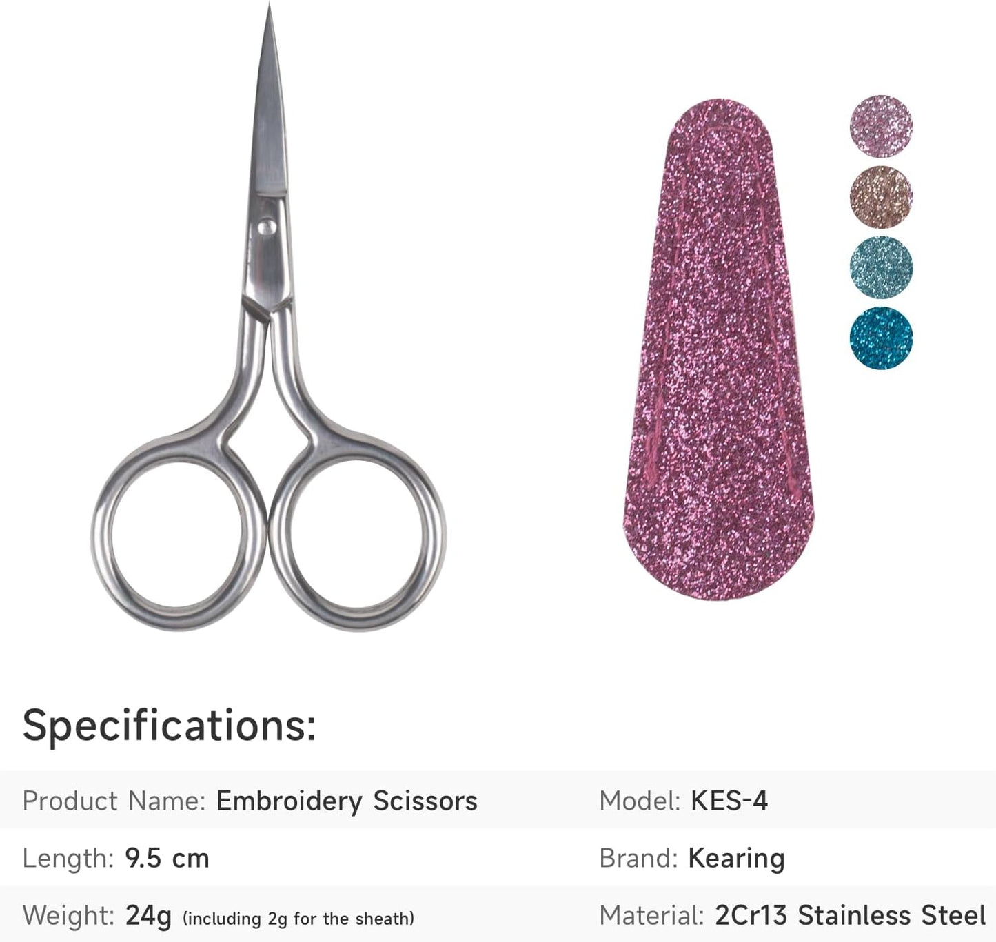 4-Inch Precision Embroidery Scissors with Blade Cover – Stainless Steel Sharp Tip Detail Shears