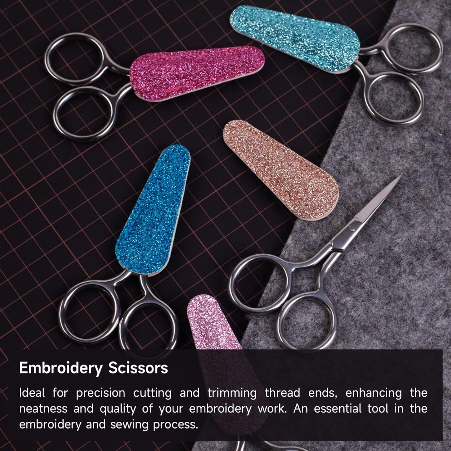 4-Inch Precision Embroidery Scissors with Blade Cover – Stainless Steel Sharp Tip Detail Shears