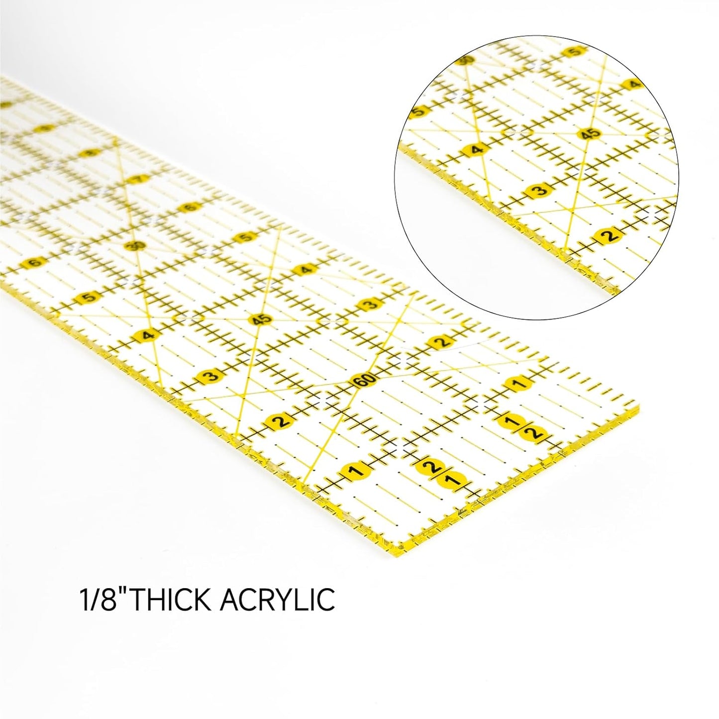 Acrylic Quilting Ruler Set, Non-slip Acrylic Ruler for Cutting Fabric and a Clear Mini Quilting Ruler