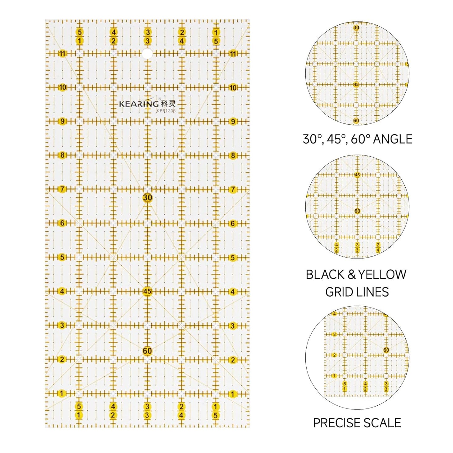 Acrylic Quilting Ruler Set, Non-slip Acrylic Ruler for Cutting Fabric and a Clear Mini Quilting Ruler