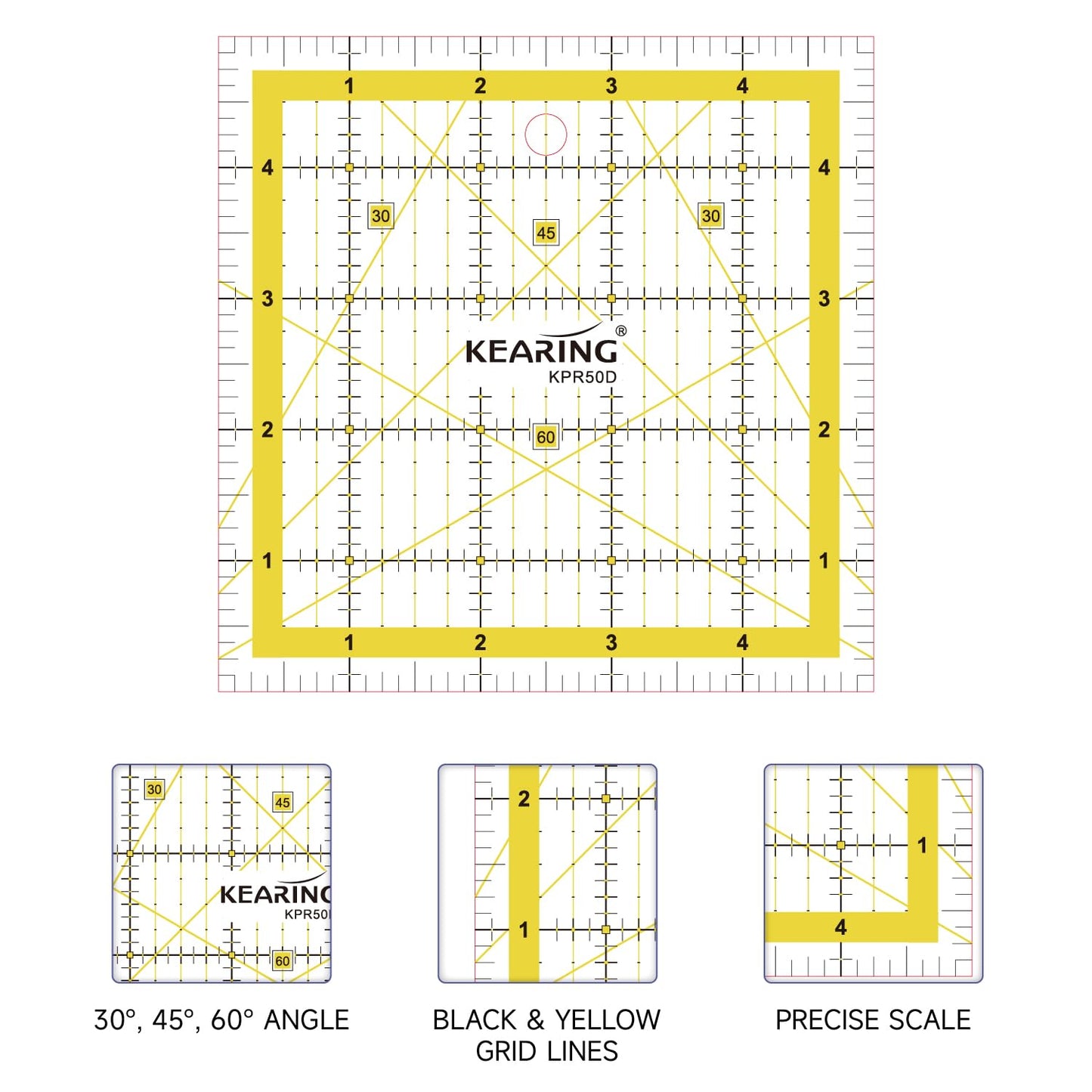 Patchwork Quilting Ruler, Non-Slip Acrylic Sewing Ruler for Cutting Fabric