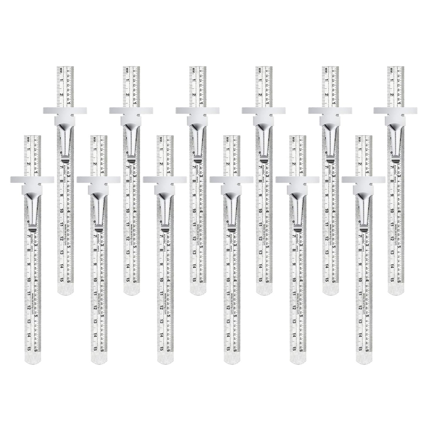 Pocket Ruler Stainless Steel & Detachable Clips, Double Side, Imperial & Metric