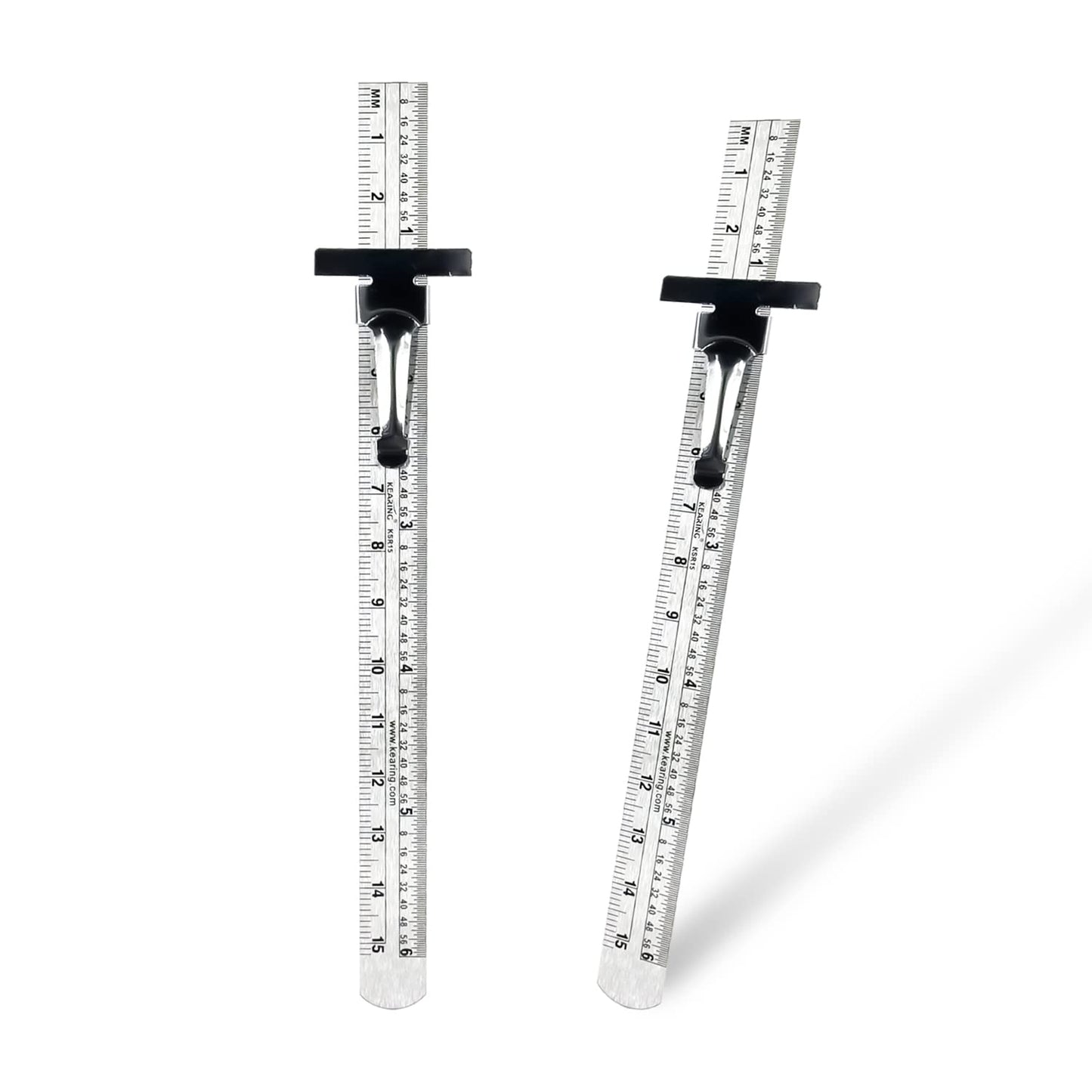 Pocket Ruler Stainless Steel & Detachable Clips, Double Side, Imperial & Metric