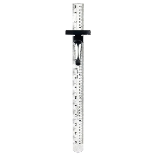 Pocket Ruler Stainless Steel & Detachable Clips, Double Side, Imperial & Metric
