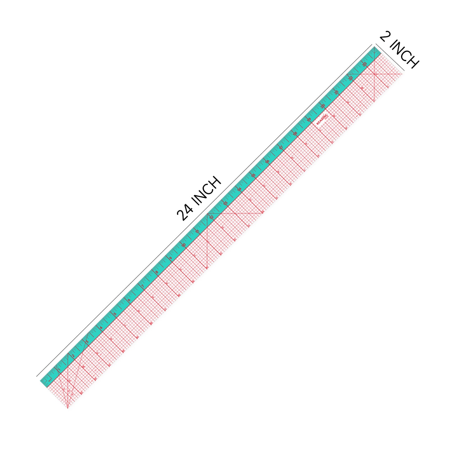 Kearing® 2402B 24“ Clear Sewing Ruler, Flexible PVC Dual Color Pattern Grading Ruler, 1.2mm Transparent Fabric Grid Ruler for Quilting, Dress Making & Fashion Design