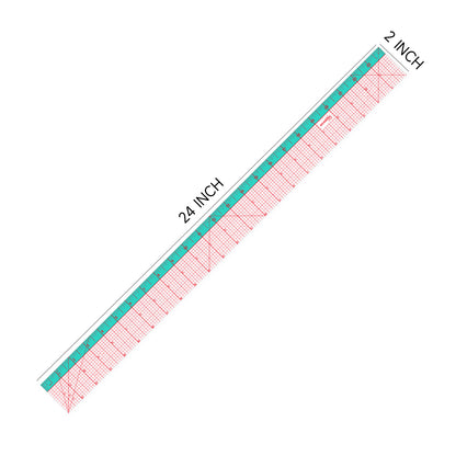 Kearing® 2402B 24“ Clear Sewing Ruler, Flexible PVC Dual Color Pattern Grading Ruler, 1.2mm Transparent Fabric Grid Ruler for Quilting, Dress Making & Fashion Design