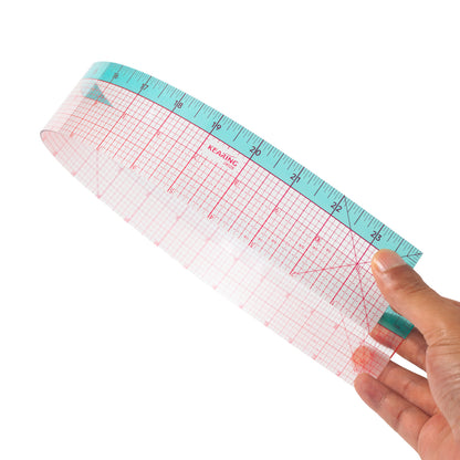 Kearing® 2402B 24“ Clear Sewing Ruler, Flexible PVC Dual Color Pattern Grading Ruler, 1.2mm Transparent Fabric Grid Ruler for Quilting, Dress Making & Fashion Design