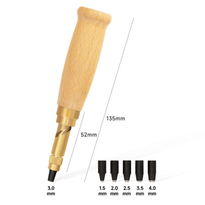 Kearing® SP-6S Screw Hole Punch, 6-Size Leather & Craft Punch Tool with Wooden Handle