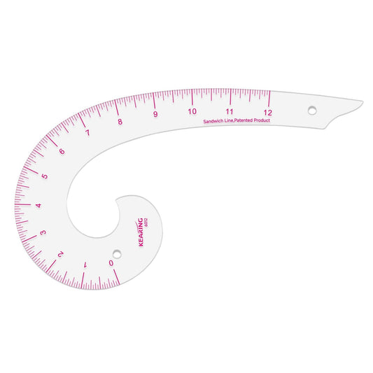 Comma Shaped French Curve Ruler for Pattern Making, Sewing, Quilting, Clear 12"