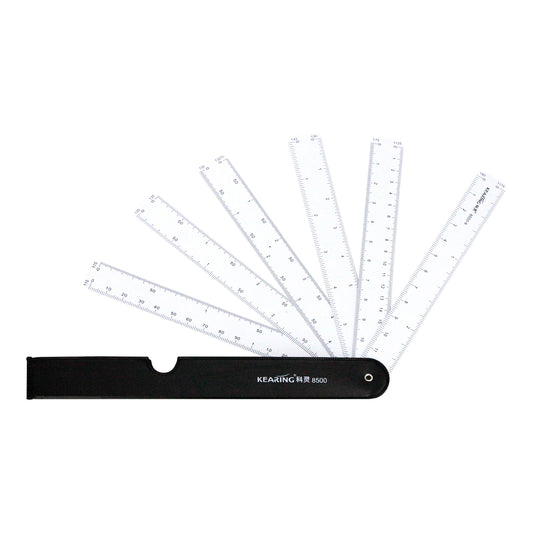 Fan-Shaped Plastic Scale Ruler – Multi-Scale Drafting & Measuring Tool
