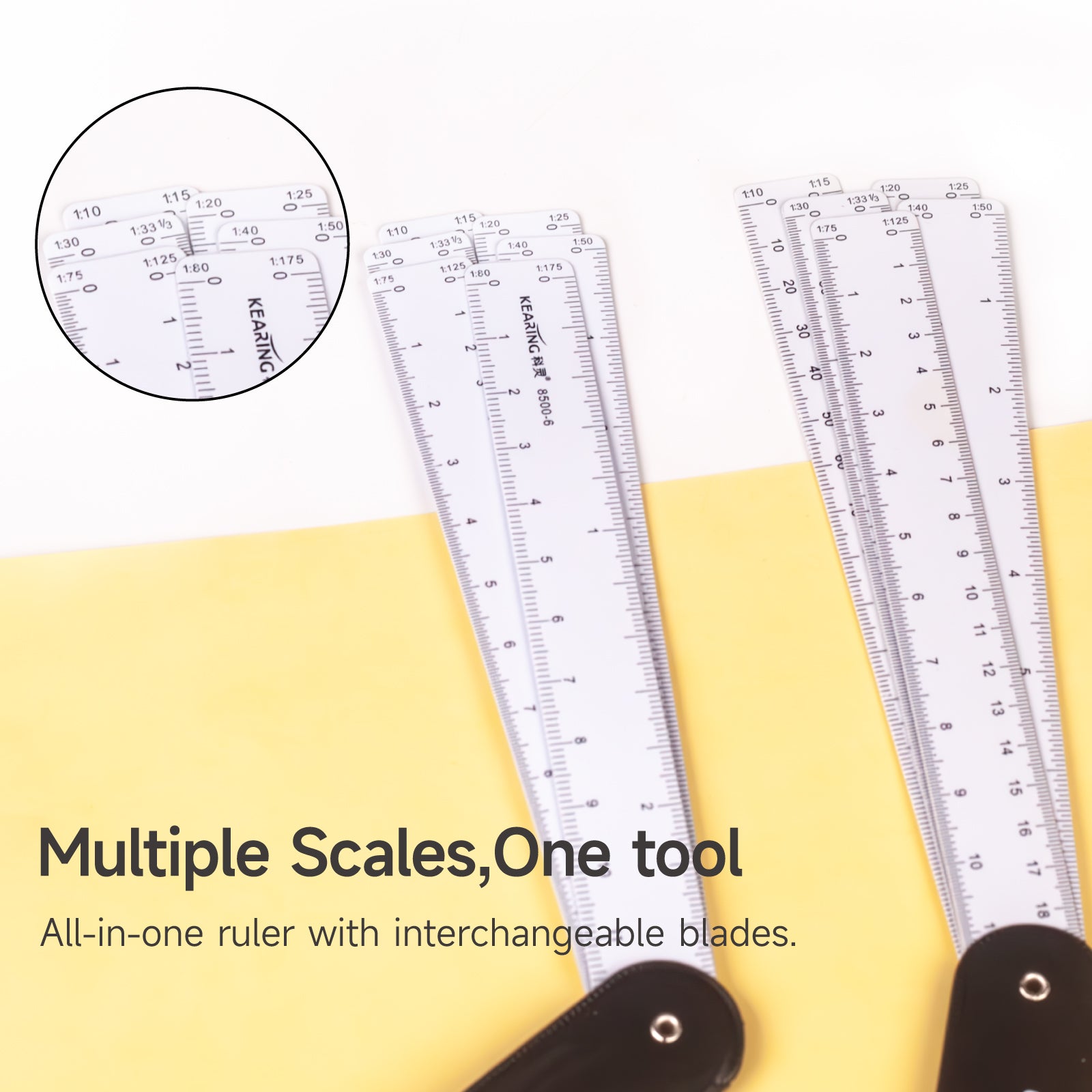 5b Fan Scale Ruler Fan-Shaped Plastic Scale Ruler – Multi-Scale Drafting & Measuring Tool