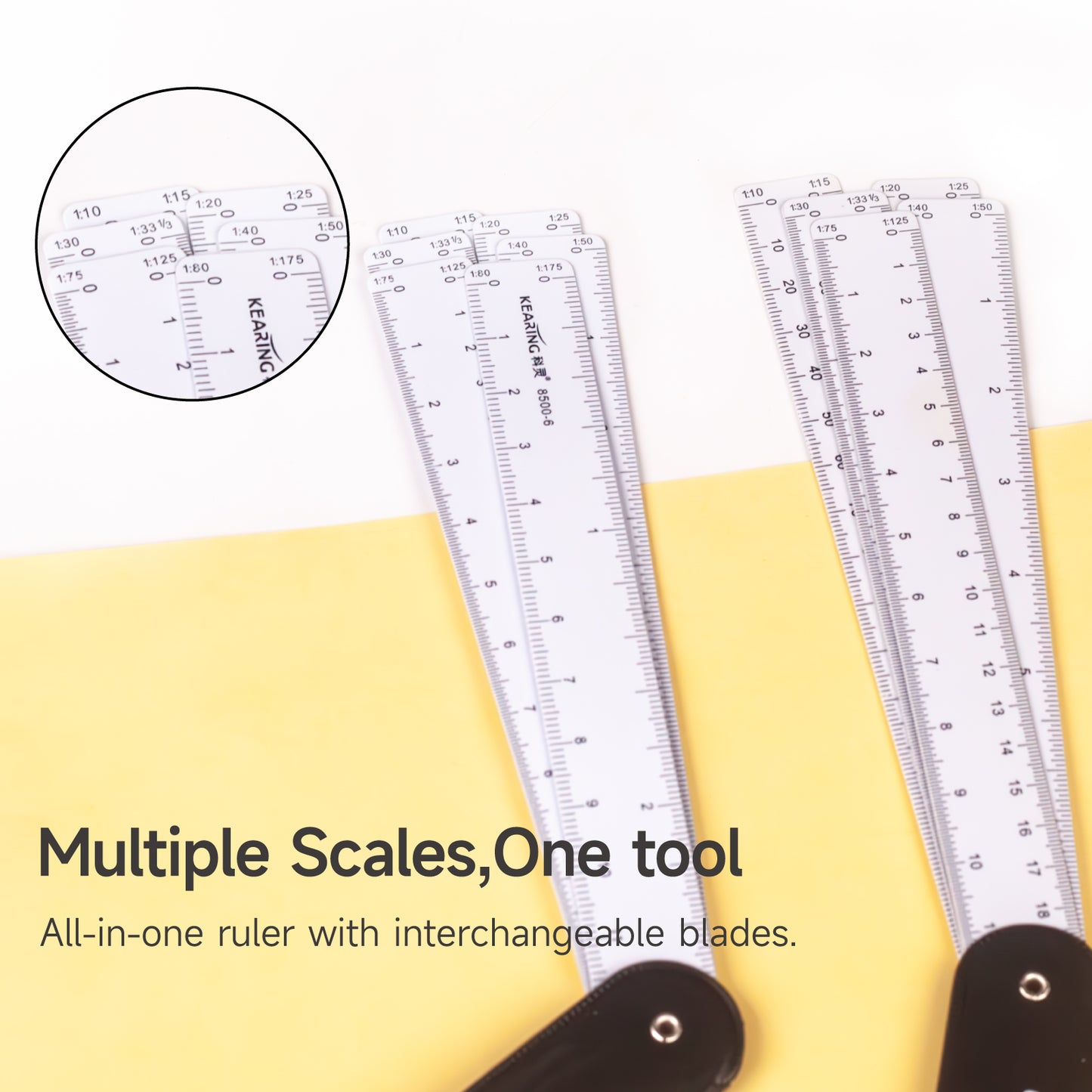 Fan-Shaped Plastic Scale Ruler – Multi-Scale Drafting & Measuring Tool
