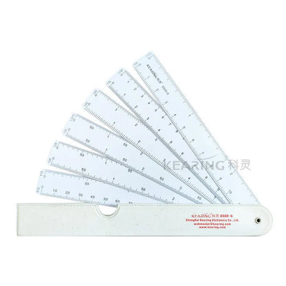 Fan-Shaped Plastic Scale Ruler – Multi-Scale Drafting & Measuring Tool