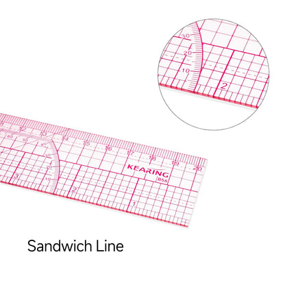 Clear Sewing Graph Ruler, Dual Imperial and Metric Markings