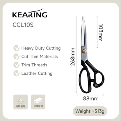 Kearing® CCL10S Left-Handed Fabric Scissors, Heavy-Duty Tailor Shears with Cushioned Grip