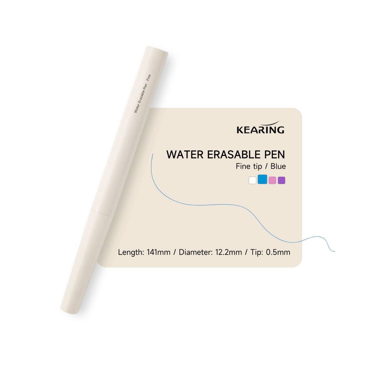 Kearing® EWB05 Ellipse Water Erasable Pen, Blue Fabric Marking Pen