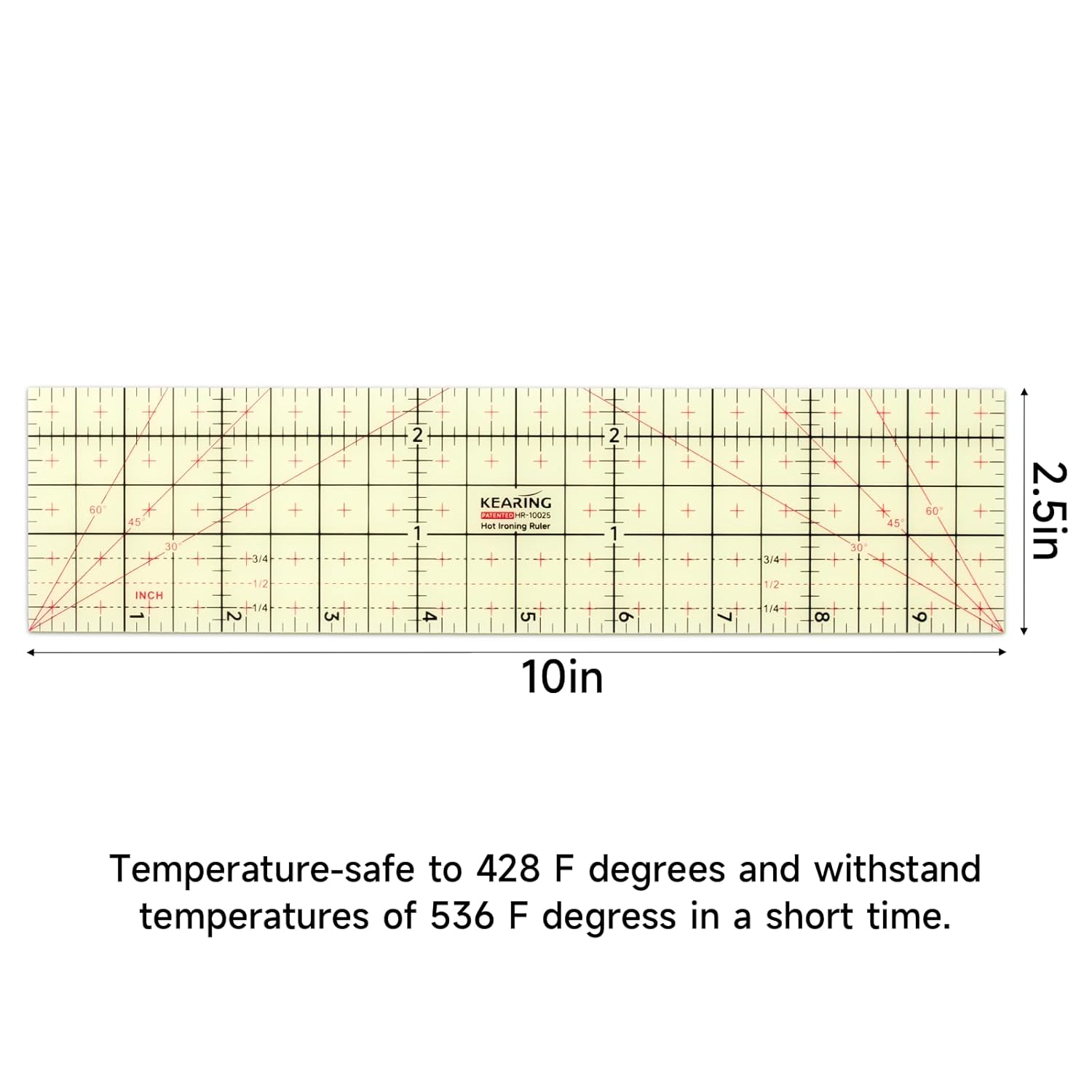 Patented Hot Hem Ruler - Heat-Resistant Resin Sewing Hem & Press Tool