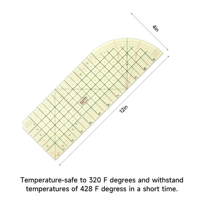 Hot Hem Ruler, Patented Heat Resistant Non-Slip Hot Ironing Ruler