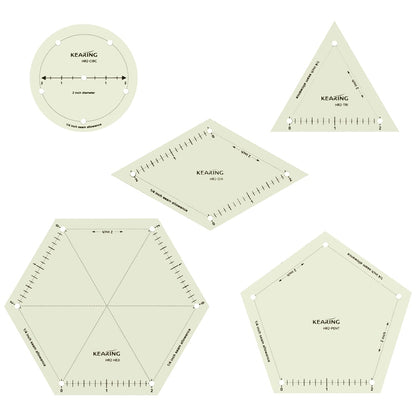 Hot Hem Ruler Template Set 5 Piece, Patented Heat Resistant Non-Slip
