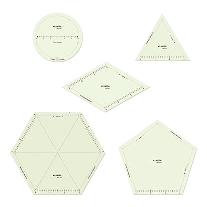 Hot Hem Ruler Template Set 5 Piece, Patented Heat Resistant Non-Slip