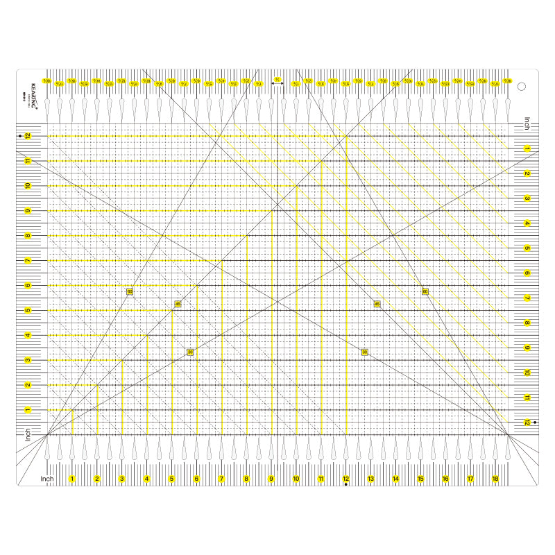 Large & Medium Slotted Quilting Ruler, Strip & Square Fabric Cutting Tool, 6.5" or 18.5"