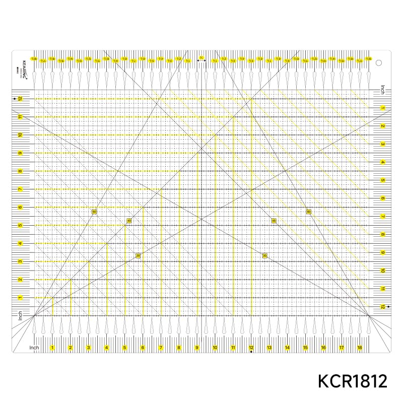 Large & Medium Slotted Quilting Ruler, Strip & Square Fabric Cutting Tool, 6.5" or 18.5"