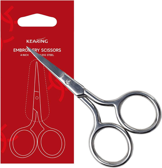 4-Inch Precision Embroidery Scissors with Blade Cover – Stainless Steel Sharp Tip Detail Shears
