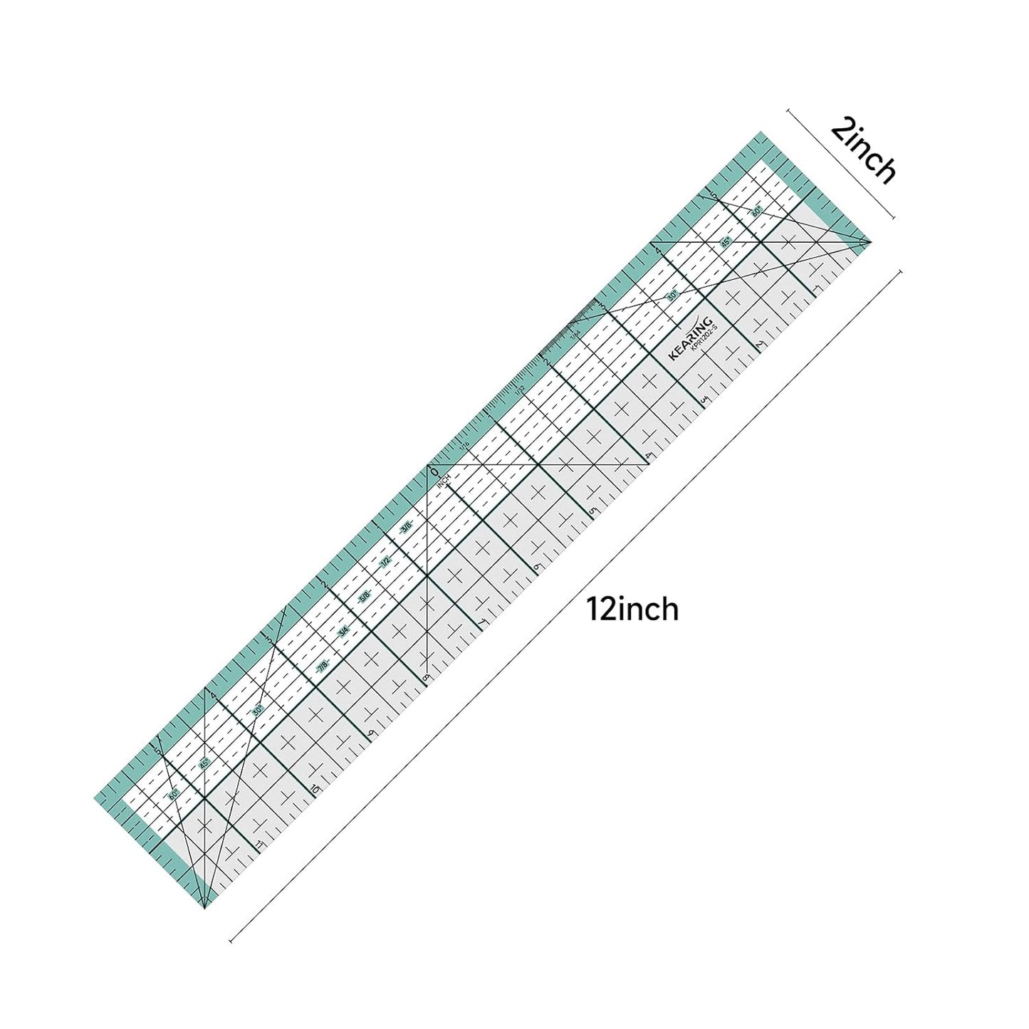 Kearing Quilting Ruler with Metal Edge – Non-Slip Acrylic Sewing Ruler for Fabric Cutting, 12", 18" or 24"