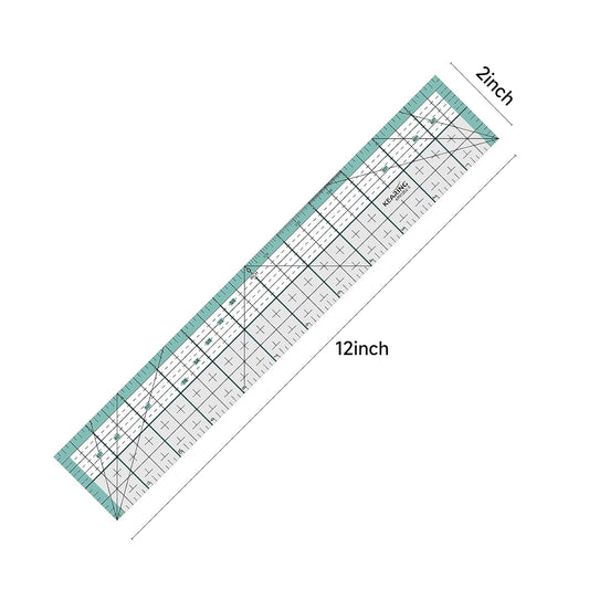 Kearing Quilting Ruler with Metal Edge – Non-Slip Acrylic Sewing Ruler for Fabric Cutting, 12", 18" or 24"
