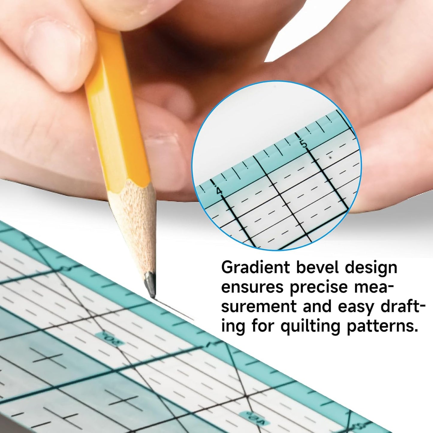 Kearing Quilting Ruler with Metal Edge – Non-Slip Acrylic Sewing Ruler for Fabric Cutting, 12", 18" or 24"