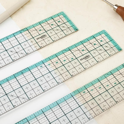 Kearing Quilting Ruler with Metal Edge – Non-Slip Acrylic Sewing Ruler for Fabric Cutting, 12", 18" or 24"