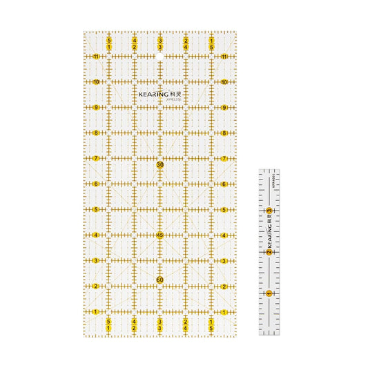 Acrylic Quilting Ruler Set, Non-slip Acrylic Ruler for Cutting Fabric and a Clear Mini Quilting Ruler