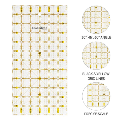 Acrylic Quilting Ruler Set, Non-slip Acrylic Ruler for Cutting Fabric and a Clear Mini Quilting Ruler