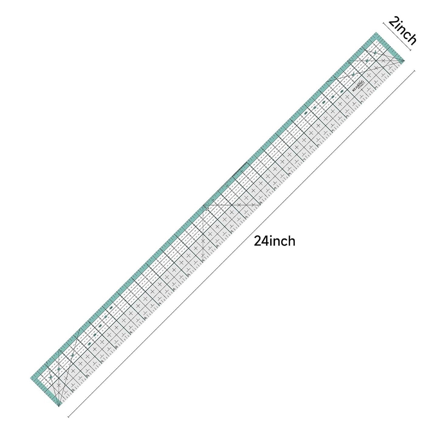 Kearing Quilting Ruler with Metal Edge – Non-Slip Acrylic Sewing Ruler for Fabric Cutting, 12", 18" or 24"