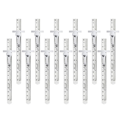 Pocket Ruler Stainless Steel & Detachable Clips, Double Side, Imperial & Metric