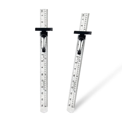 Pocket Ruler Stainless Steel & Detachable Clips, Double Side, Imperial & Metric